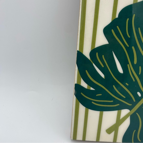 Coton Colors Palm Leaf Serving Tray Small Mango Wood 10 Inches Green Gift Flaws - Picture 7 of 10